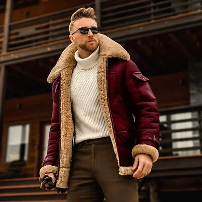 Buy Mens Casual Coat Lapel Jacket Denim Warm Fur Collar Fleece Lined Winter Jacket • 43.19£
