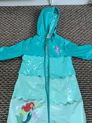 Buy Disney Store Deluxe Ariel The Little Mermaid Rain Jacket Coat Teal Raincoat Used • 10£
