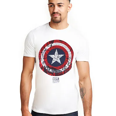 Buy Official Marvel Mens Captain America Comic Shield T-shirt White S-2XL • 13.99£