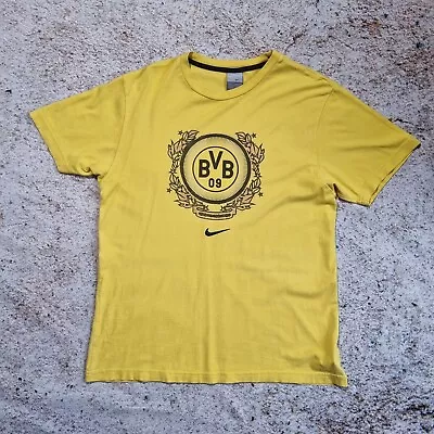 Buy Nike Borussia Dortmund Football Top Tshirt. Centre Swoosh Yellow Size M Vintage  • 12.99£