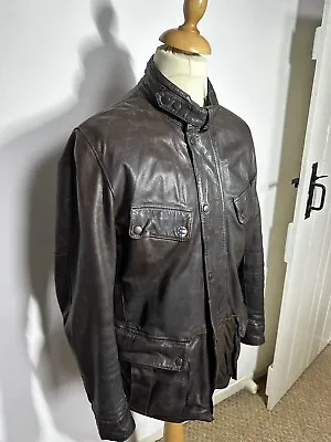 Buy Barbour International Mens Steve McQueen Leather Sundance Biker Jacket V Rare M • 299£