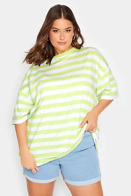 Buy Yours Curve Plus Size Stripe Oversized Boxy T-Shirt • 20.99£