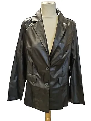 Buy Simply Be Black Faux Leather Blazer Jacket - Size 30 - BNWT • 12.74£
