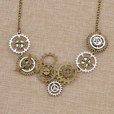 Buy Steampunk Gothic Gear Clock Pendant Chain Necklace Retro Style Jewelry Gift • 2.82£