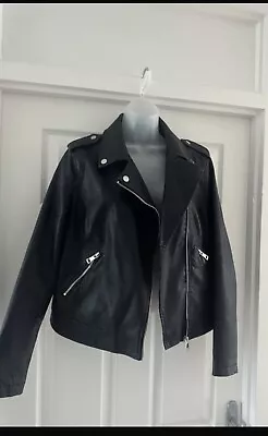 Buy Womens New Look Faux Leather Biker Jacket Size UK 14 • 20£