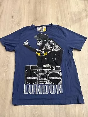 Buy The Free Banana Size XL London Navy Middle Finger Chimp T Shirt • 6.99£