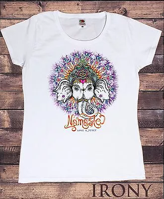 Buy Women’s T-Shirts New Cotton Short Sleeve Tee - Ganesh Elephant Line Art TS802 • 11.99£