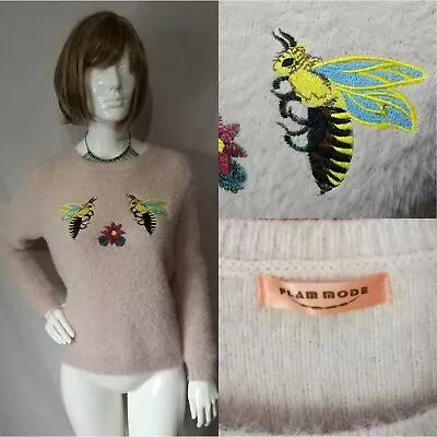 Buy Womens Soft Fluffy Warm 🐝 Bee Insect Embroiderd Animals Print Knitted Jumper 12 • 14.95£