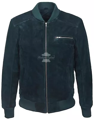 Buy Mens Retro Bomber Suede Leather Jacket Navy 100% SOft Leather 275 • 110£