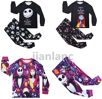 Buy Halloween Kids Nightmare Before Christmas Cosplay Costume Jack Sally Pyjamas Set • 12.99£