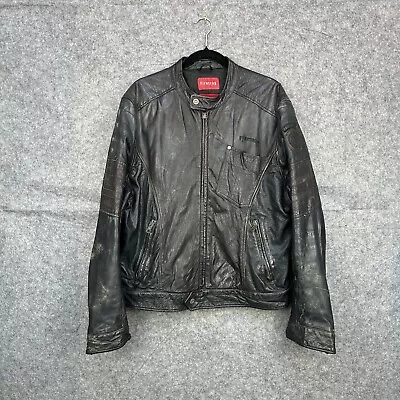 Buy Firetrap Leather Biker Jacket Men’s Size XL Black • 19.99£
