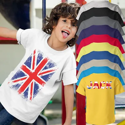 Buy Personalised Union Jack British Flag Great Britain Kids T-Shirt Top #P1#OR#2 • 7.59£