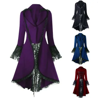Buy Women Retro Gothic Jacket Long Coats Victorian Dress Punk Rave Brocade Steampunk • 17.44£