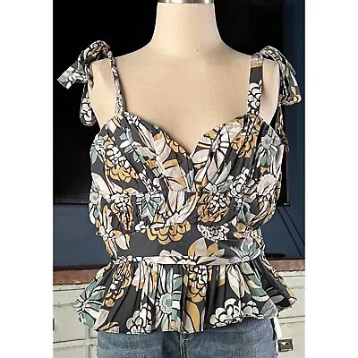 Buy NWT New $110 Anthropologie Forever That Girl Ruffled Peplum Floral Tank Top XL • 65.63£