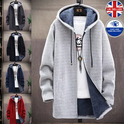 Buy UK-Mens Thick Warm Fleece Lined Hoodie Winter Zip Up Coat Jacket Sweatshirt Tops • 7.99£