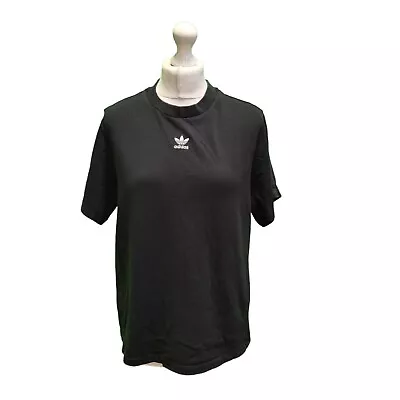 Buy Women's Adidas Stitched Emblem Black Retro Casual Relaxed Fit T-shirt Uk M 10 • 14.99£