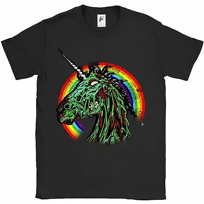 Buy Zombie Unicorn Standing In Front Of Halo Rainbow Mens T-Shirt • 8.99£