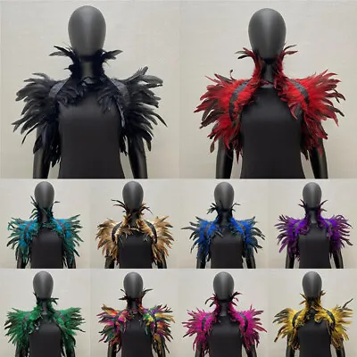 Buy Shoulder Wrap Cape Gothic Collar Ladies Feather Shrug Shawl For Festival Party • 7.43£
