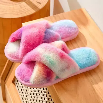 Buy Colourful Tie Dye Fluffy Open Toe Slippers -  Mothers Day Birthday Gift - New • 1.99£