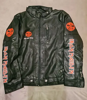 Buy Iron Maiden Heavy Metal Biker Faux Leather Jacket Size M • 80£