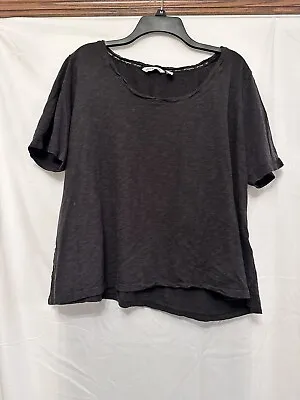 Buy Peace Love World Knit Top Women Size XL Short Sleeve Black Scoop Neck T Shirt • 13.69£