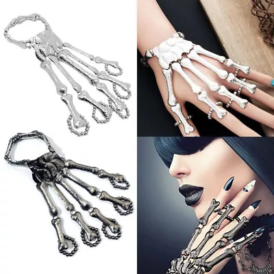 Buy Skull Bangle Halloween Decor Skeleton Bone Hand Finger Punk Bracelet Jewelry UK • 3.29£