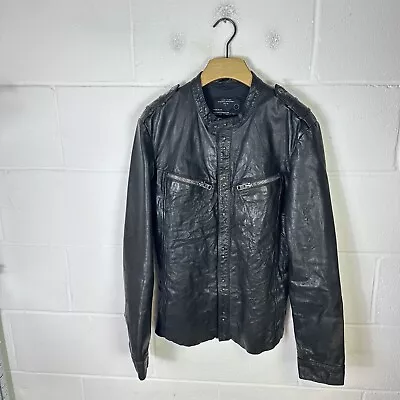 Buy Allsaints Jacket Mens Large Black 100% Leather Rebel Utility Biker Motorcycle • 63.95£