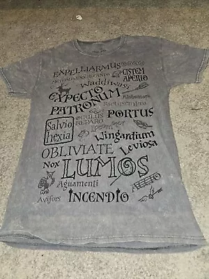 Buy Harry Potter Wizarding World Grey T-Shirt Covered With Spells Size Small • 7£