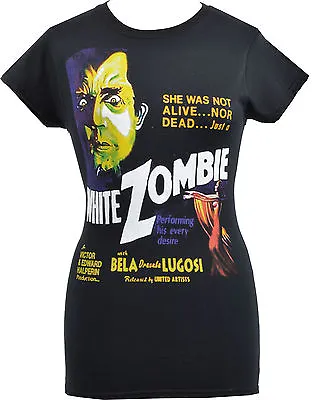 Buy Womens Dracula T-Shirt White Zombie Bela Lugosi B-Movie Horror Gothic Plus Size • 20.50£