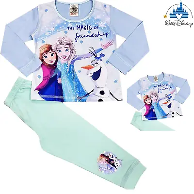 Buy Disney Frozen Girls Pyjamas Elsa Anna Olaf Nightwear Pyjama Set • 7.99£