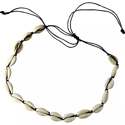 Buy Sea Shell Necklace Choker Black Cord Chain Womens Mens Girls Boys Mans Jewellery • 4.99£