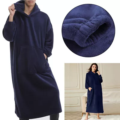 Buy Adults Oversized Blanket Hoodie Soft Flannel Long Hooded Snuggle Jumper Unisex • 16.95£