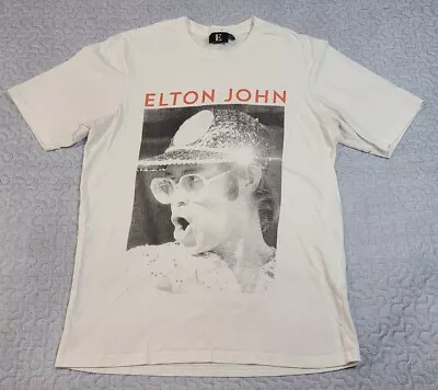 Buy Elton John Official T-shirt Merch Wow White Men's Size Large • 56.69£