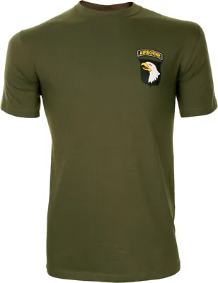Buy 101st Airborne Small Logo T-shirt - Green US American Screaming Eagles • 14.95£