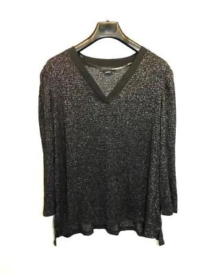 Buy Sanctuary 3X Black Silver Sparkle Knit Shirt V Neck Long Sleeve Formal Party 3XL • 16.06£