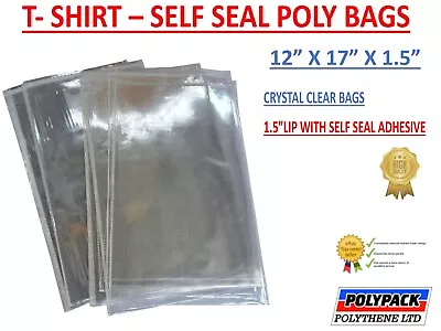 Buy Self Seal Clear Poly Bags T- Shirt Bags 12 X 17 X 1.5 • 58.99£