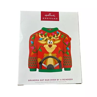 Buy Hallmark 2022 Grandma Got Run Over By A Reindeer Sweater Christmas Ornament • 17.01£