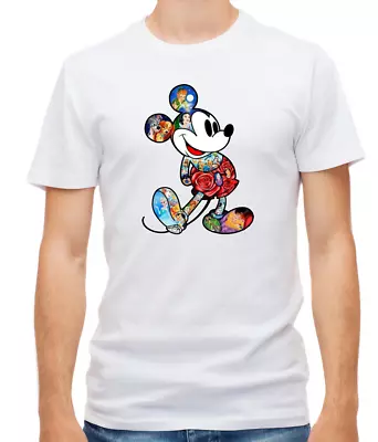 Buy Disney Character Mickey Mouse With White/Black Short Sleeve Men T Shirt G009 • 11.44£