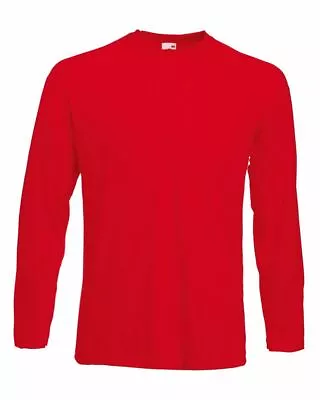 Buy Fruit Of The Loom Long Sleeve T Shirt 100% Cotton Plain Tee Mens T-Shirt Lot • 37.99£