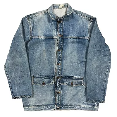 Buy Vintage Denim Jacket Queen Button Down Made In Uk Light Wash Blue Mens Large • 24.99£
