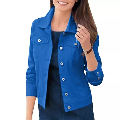Buy UK Womens Denim Jackets Long Sleeve Slim Fit Jeans Jacket Ladies Coat Cardigan • 17.99£