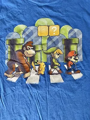 Buy Mens Super Mario Zelda Pikachu Donkey Kong T Shirt *large* Beatles Parody Top • 9.50£