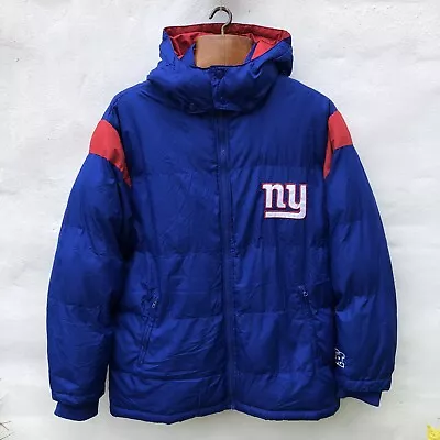 Buy Vintage 90s New York Giants Jacket Pro Line NFL Football Men’s XL Blue Red Hood • 150£