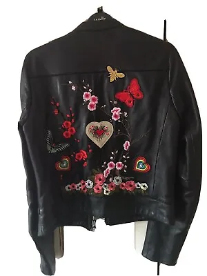 Buy Butter Soft Leather Butterfly Biker Jacket By SET Urban Deluxe Harrods Size 10 • 142.50£