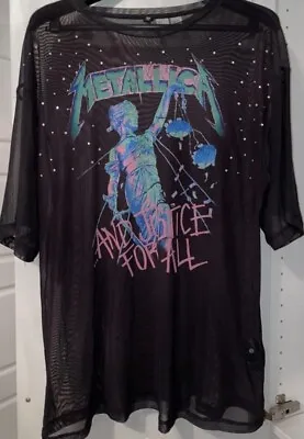 Buy Metallica T Shirt Ladies Metal Rock Band Merch Mesh Tee Size Small Sheer Top • 16.75£