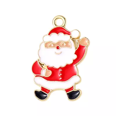Buy X5 GOLD Plated Enamel Red Santa Claus Father Christmas Charms Jewellery Making • 3.25£