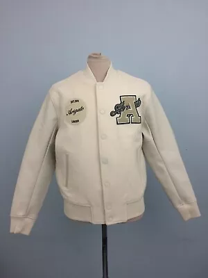 Buy Alex Arigato Mens Varsity Jacket Size M - Cream White Faux Leather Sleeves  • 105£