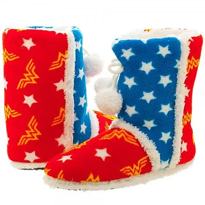 Buy Wonder Woman Stars And Logo Boot Slippers - Womens Small (5-6) • 18.90£