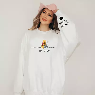 Buy Mama Bear Winnie The Pooh Sweatshirt Mama Est With Kid Name On Sleeve Cu • 12.99£