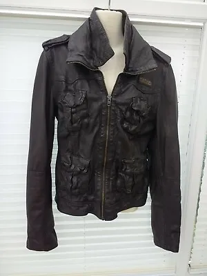 Buy Superdry, Leather Megan Flag Jacket Size 10. • 28£